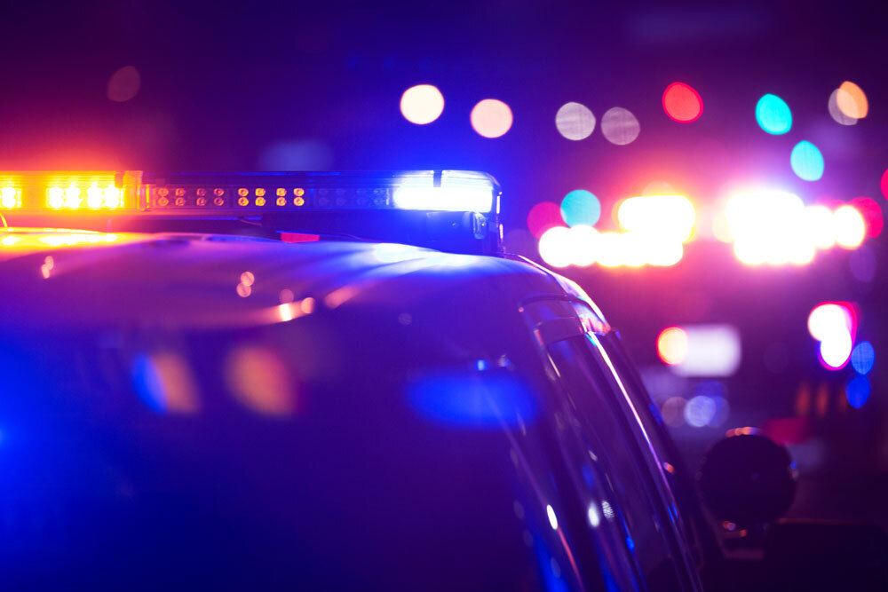Police lights at night